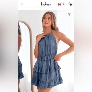 Lulus ruffle dress in the colour blue